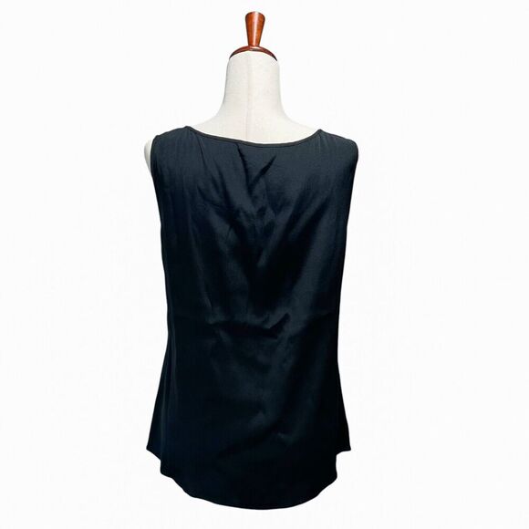 Escada Blouse Size 44 Black Pleated‎ Sleeveless Scoopneck Top Dressy Classic - Picture 7 of 9